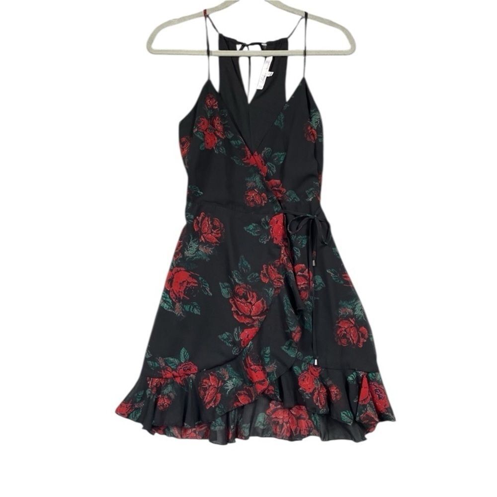 Lovers + Friends Gigi Floral Dark Romantic Ruffle Wrap Dress Size XS